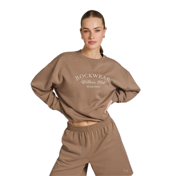 Rockwear Cosy Fleece Crew Sweater in Caramel for Women