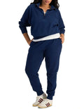 Bonds Denim Wash Half Zip Pullover in Sea Blue Denim casual half zip sweatshirt