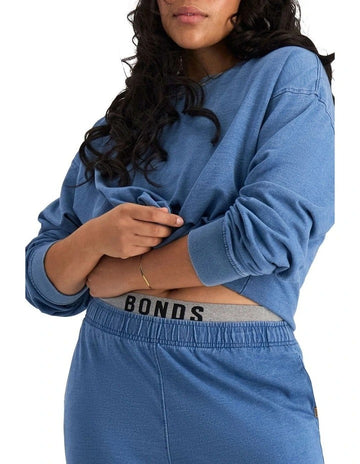 Bonds Denim Wash Pullover in Sky Blue Denim casual women’s sweatshirt