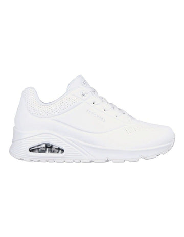 Skechers Uno Stand On Air Sneaker in White with cushioned comfort and modern sporty style