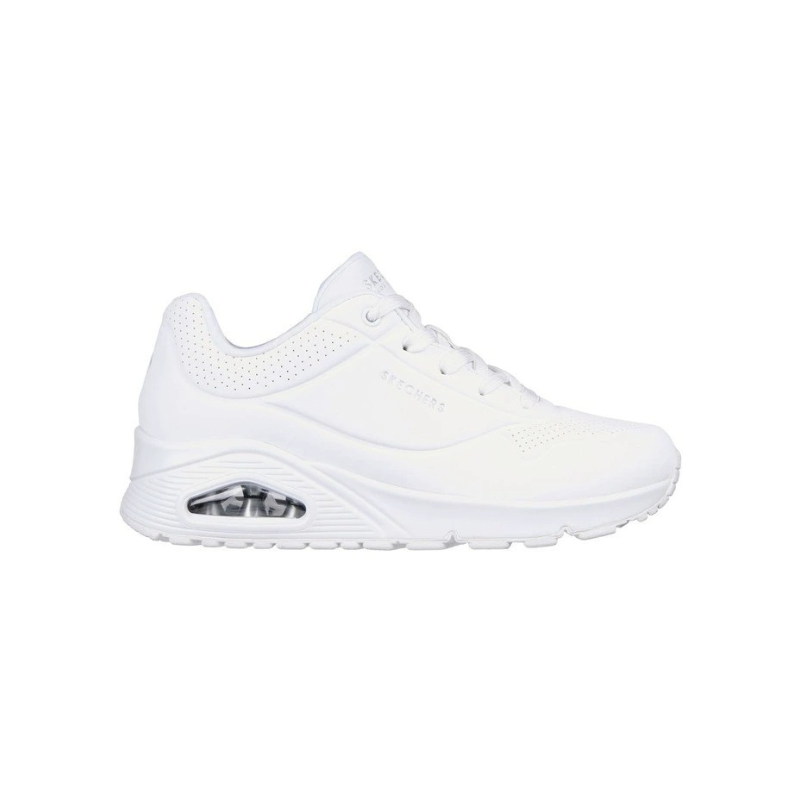 Skechers Uno Stand On Air Sneaker in White with cushioned comfort and modern sporty style