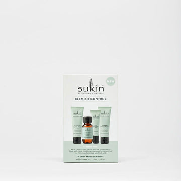 Sukin skincare product set packaging on a white background