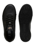 Black Puma sneaker shown from top and bottom on a white background