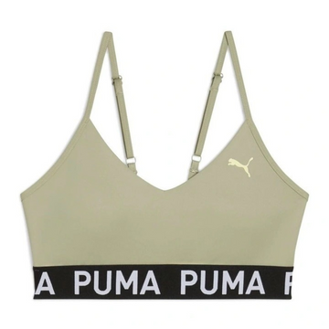 Beige sports bra with Puma logo on a white background