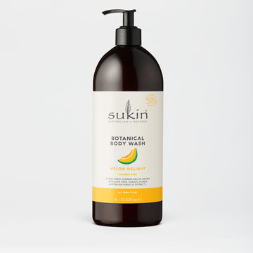 Sukin Botanical Body Wash bottle on a light gray background