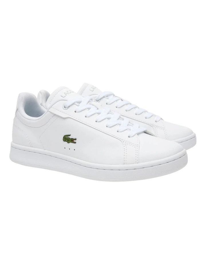 Lacoste Carnaby Pro Tonal Leather Sneakers in White, featuring a smooth leather upper with subtle tonal branding for a clean, minimalist design.