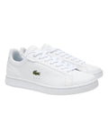 Lacoste Carnaby Pro Tonal Leather Sneakers in White, featuring a smooth leather upper with subtle tonal branding for a clean, minimalist design.