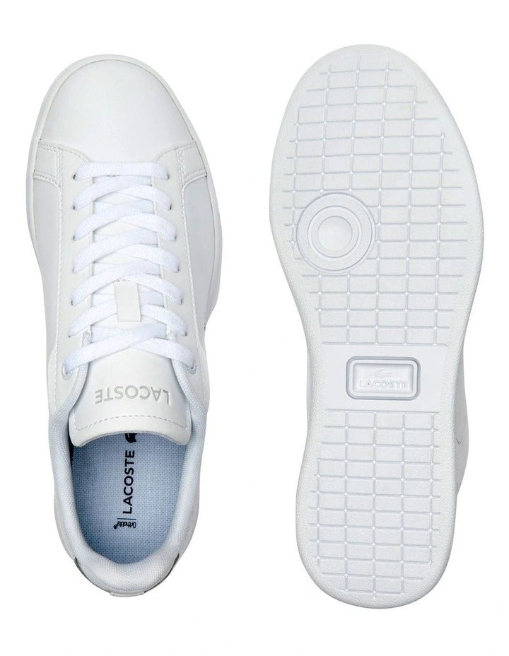 Lacoste Carnaby Pro Tonal Leather Sneakers in White, featuring a smooth leather upper with subtle tonal branding for a clean, minimalist design.