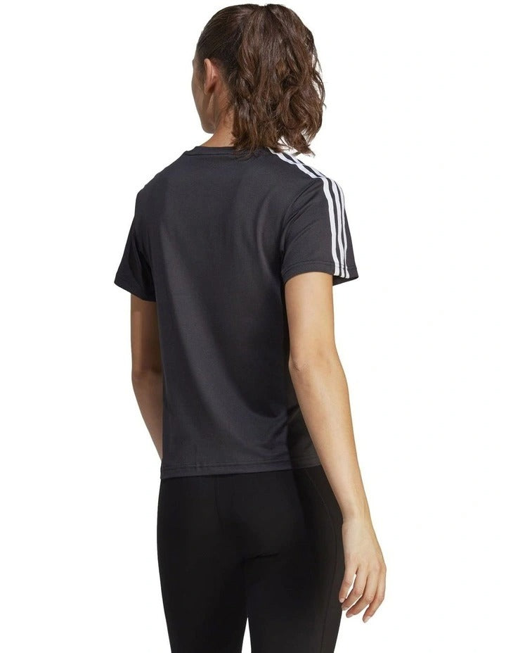 Adidas AEROREADY Train Essentials 3-Stripes T-Shirt in black and white recycled polyester with FreeLift design