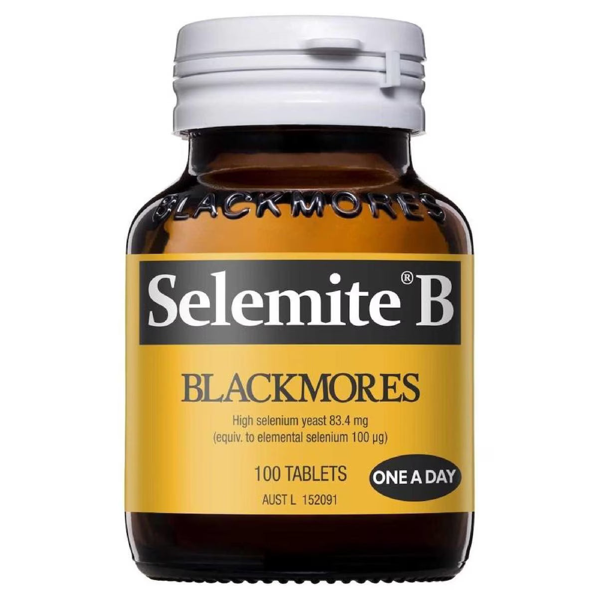 Blackmores Selenium B 100 Tablets – A bottle of Blackmores Selenium B supplement offering 100 tablets, designed to support immune function and antioxidant protection.