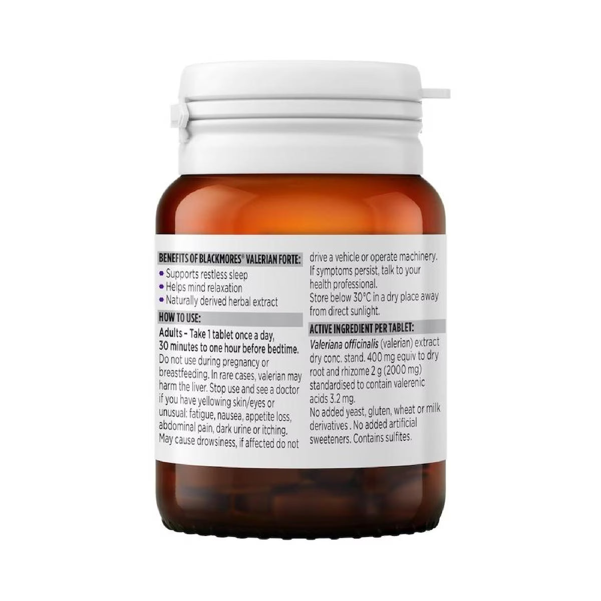 Blackmores Valerian Forte 2000mg 30 Tablets bottle for sleep and relaxation