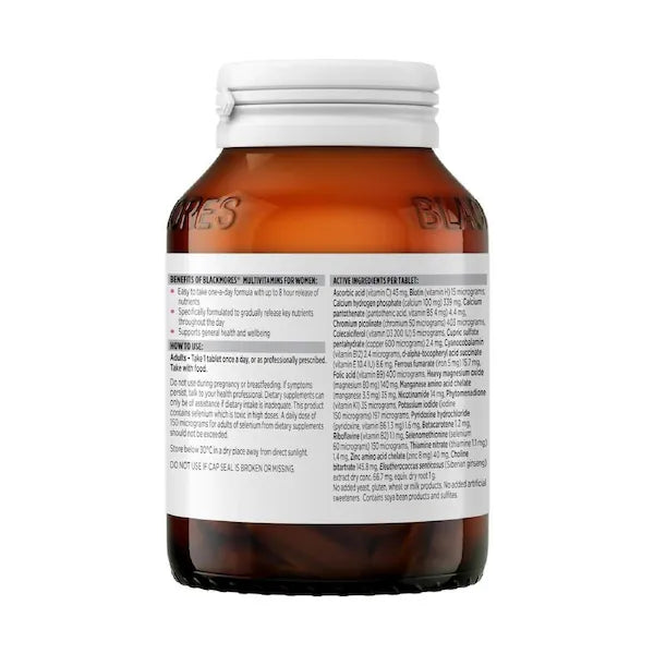 Blackmores Sustained Release Women's Multivitamin 90 Tablets - Essential daily vitamins for women's health, providing sustained release for all-day energy and wellness.