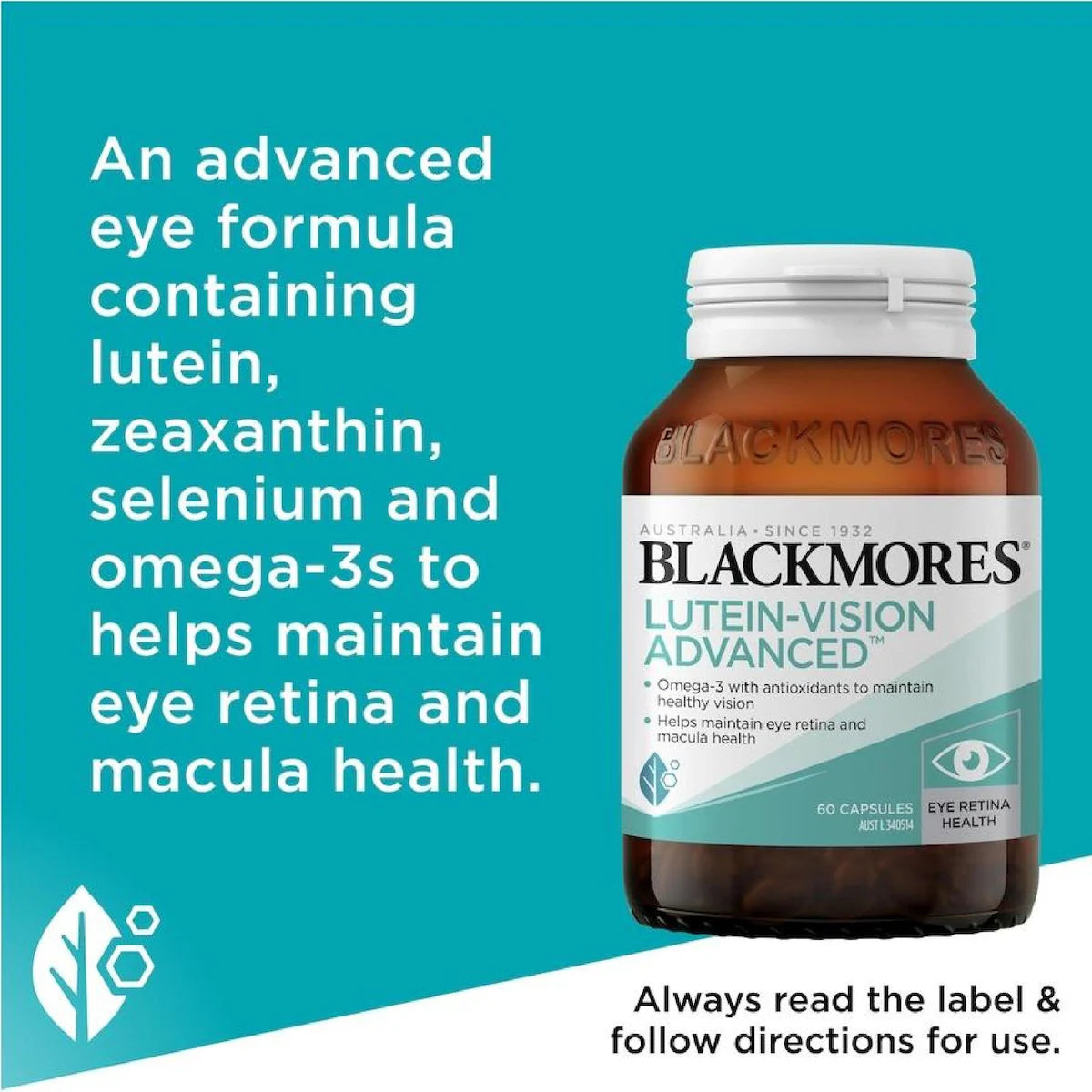 Blackmores Lutein Vision Advanced 60 Capsules for eye health and vision support