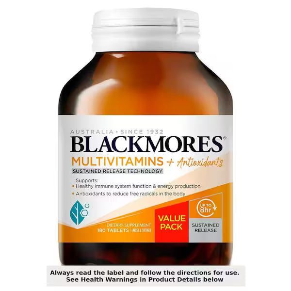 Blackmores Sustained Release Multi + Antioxidants 180 Tablets - High-quality multivitamin supplement for overall health and wellness.