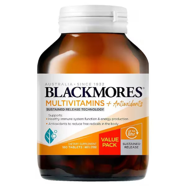 Blackmores Sustained Release Multi + Antioxidants 180 Tablets - High-quality multivitamin supplement for overall health and wellness.