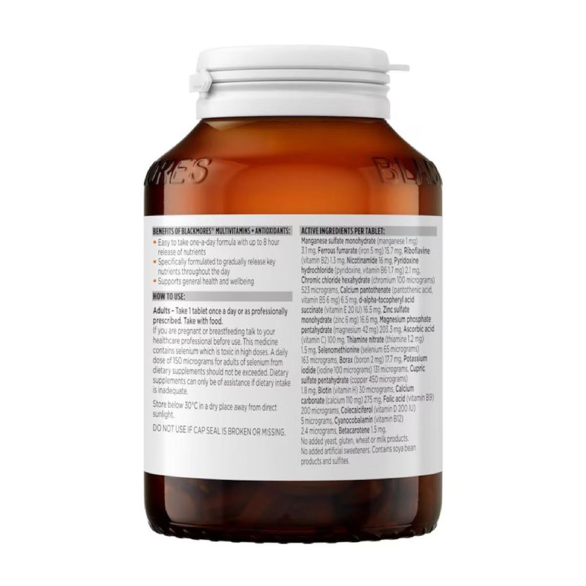 Blackmores Sustained Release Multi + Antioxidants 180 Tablets - High-quality multivitamin supplement for overall health and wellness.