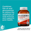 Blackmores Glucosamine + Fish Oil 90 Capsules bottle, offering joint and mobility support with a combination of glucosamine and fish oil.