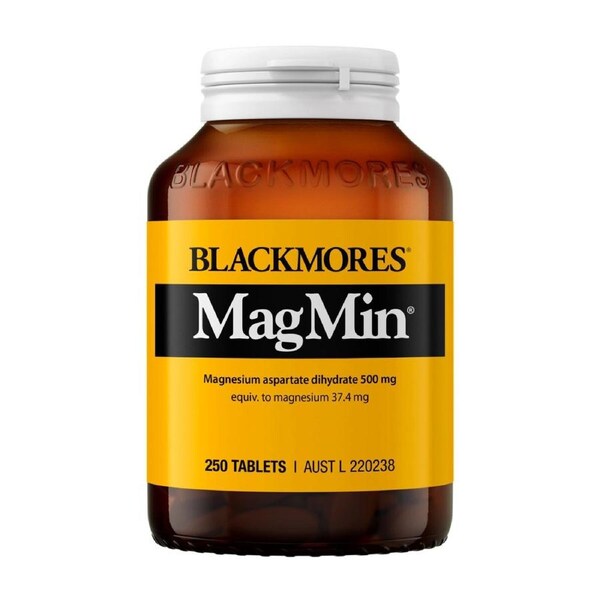 Blackmores MagMin 500mg 250 Tablets – Magnesium supplement bottle for muscle function and relaxation
