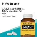 Blackmores MagMin 500mg 250 Tablets – Magnesium supplement bottle for muscle function and relaxation