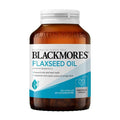 Blackmores Flaxseed Oil 100 Vege Capsules bottle with a clean, modern design showcasing a natural supplement for health benefits.