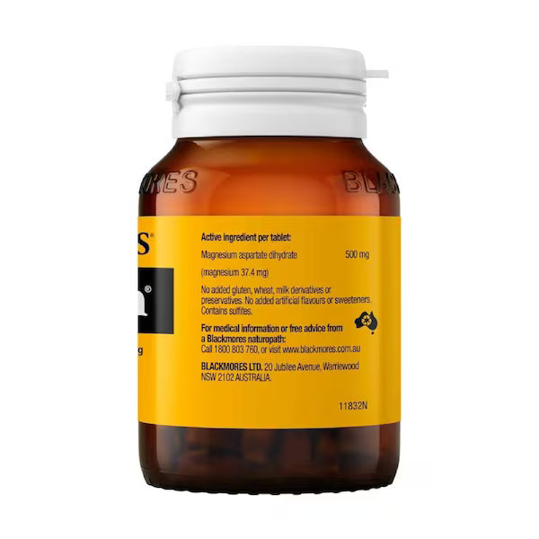 Blackmores MagMin 500mg 100 Tablets bottle showing the front packaging with product details.