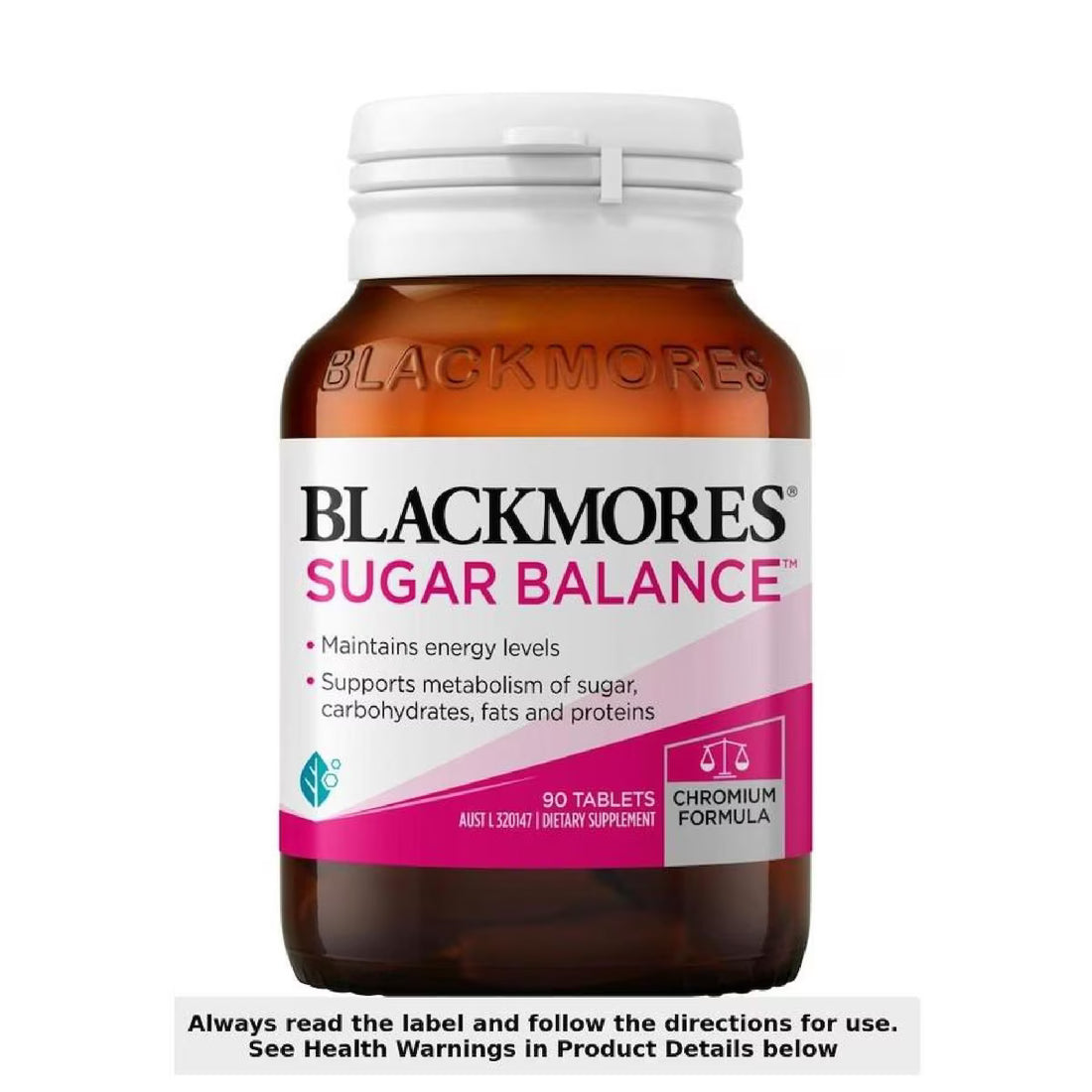 Blackmores Sugar Balance 90 Tablets - A bottle of Blackmores Sugar Balance containing 90 tablets designed to support healthy blood sugar levels and overall wellness.