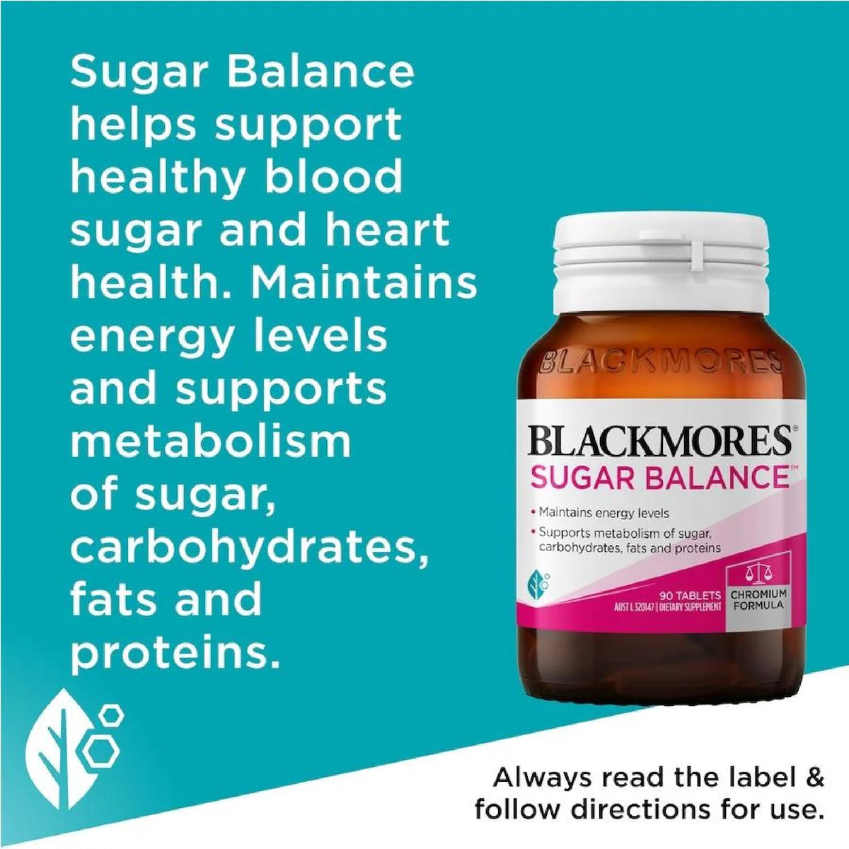 Blackmores Sugar Balance 90 Tablets - A bottle of Blackmores Sugar Balance containing 90 tablets designed to support healthy blood sugar levels and overall wellness.