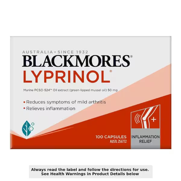 Blackmores Lyprinol 100 Capsules - Natural supplement for joint health, supporting mobility and reducing inflammation.