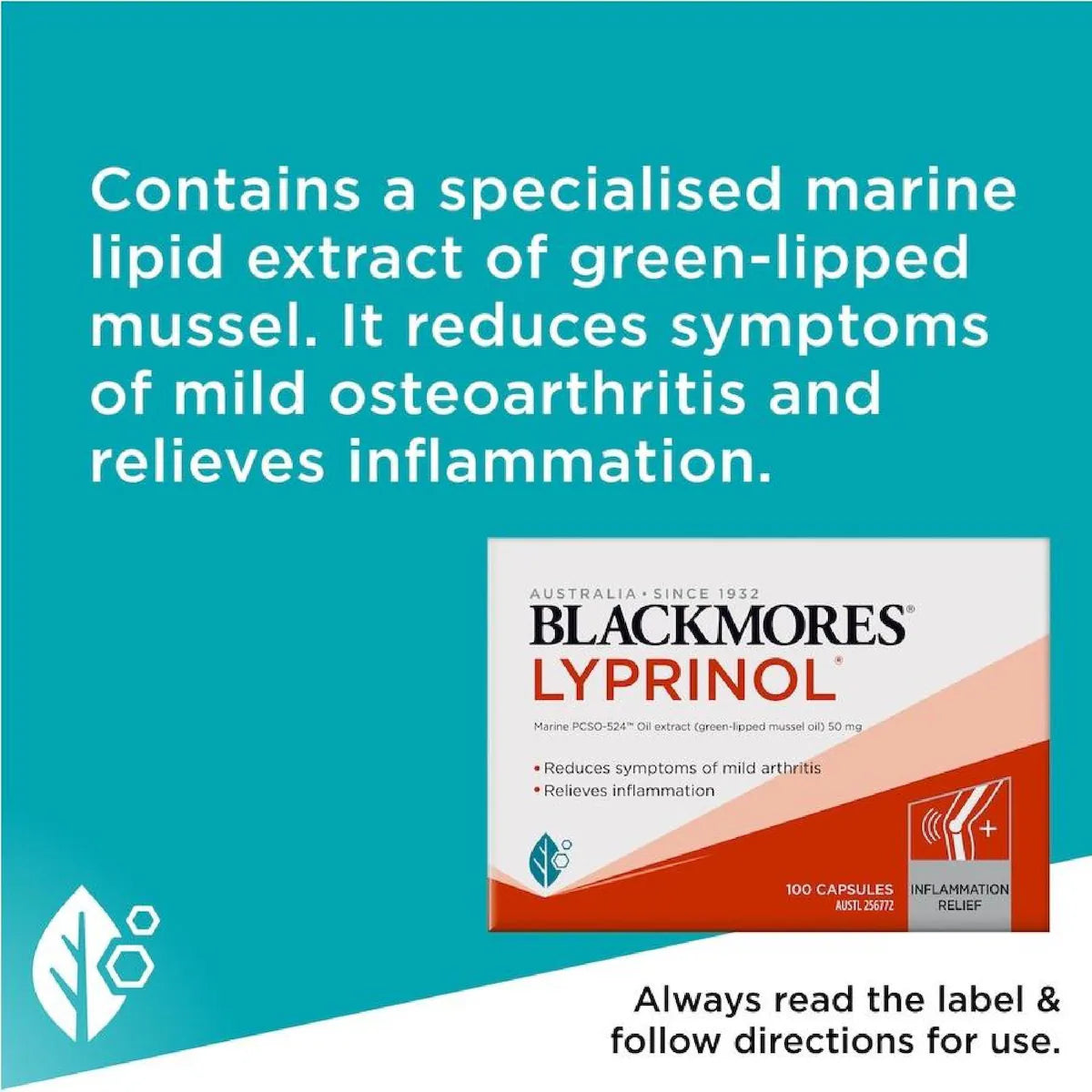 Blackmores Lyprinol 100 Capsules – premium natural anti-inflammatory supplement for joint health and mobility support
