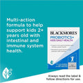 Blackmores Probiotics + Kids Daily Health 30 Sachets packaging featuring a vibrant design, ideal for supporting children's digestive health and immune system with daily probiotic supplementation.