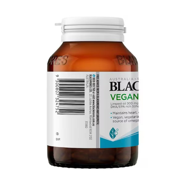 Blackmores Plant Based Omega Mini 120 Capsules, vegan-friendly omega supplement, promotes heart and brain health
