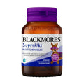 Blackmores Superkids Multi Chewables 60 Tablets, a dietary supplement with essential vitamins and minerals for children's growth and development.