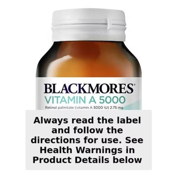 Blackmores Vitamin A 5000IU 150 Capsules – High-quality vitamin A supplement for skin health, immune support, and eye care. Pack of 150 easy-to-swallow capsules.