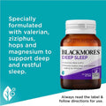Blackmores Deep Sleep 60 Tablets, a natural sleep aid supplement designed to promote restful sleep and improve overall sleep quality.
