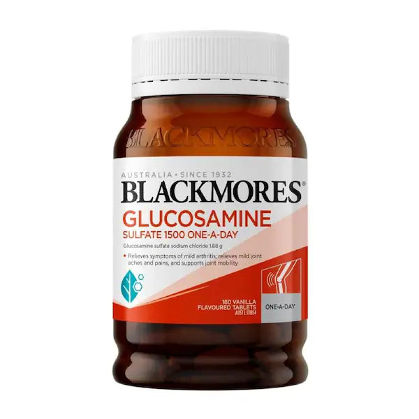 Blackmores Glucosamine Sulfate 1500mg One-a-day 180 Tablets for joint health support and flexibility.