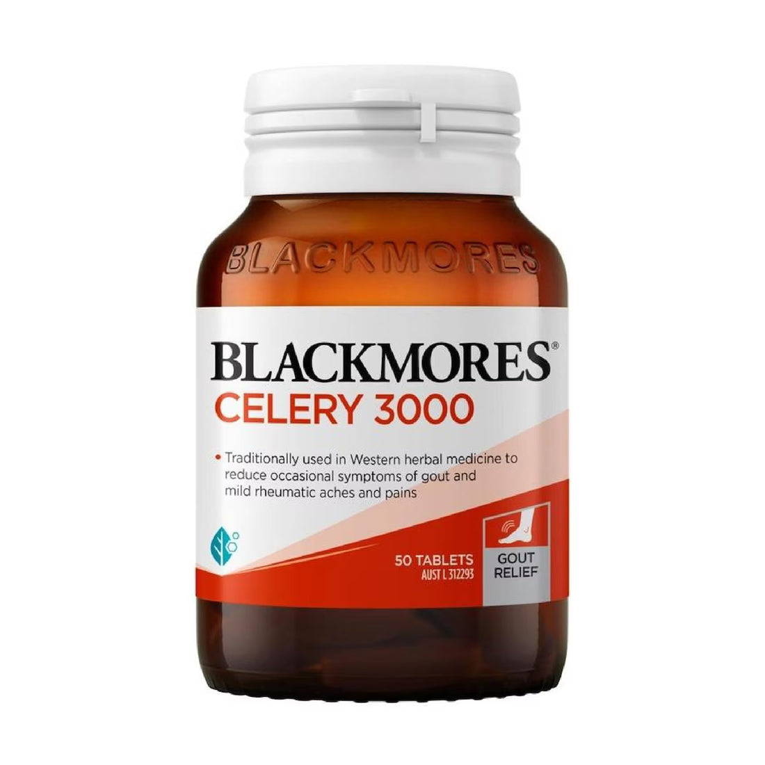 Blackmores Celery 3000 50 Tablets bottle, dietary supplement for joint and muscle health, front view.