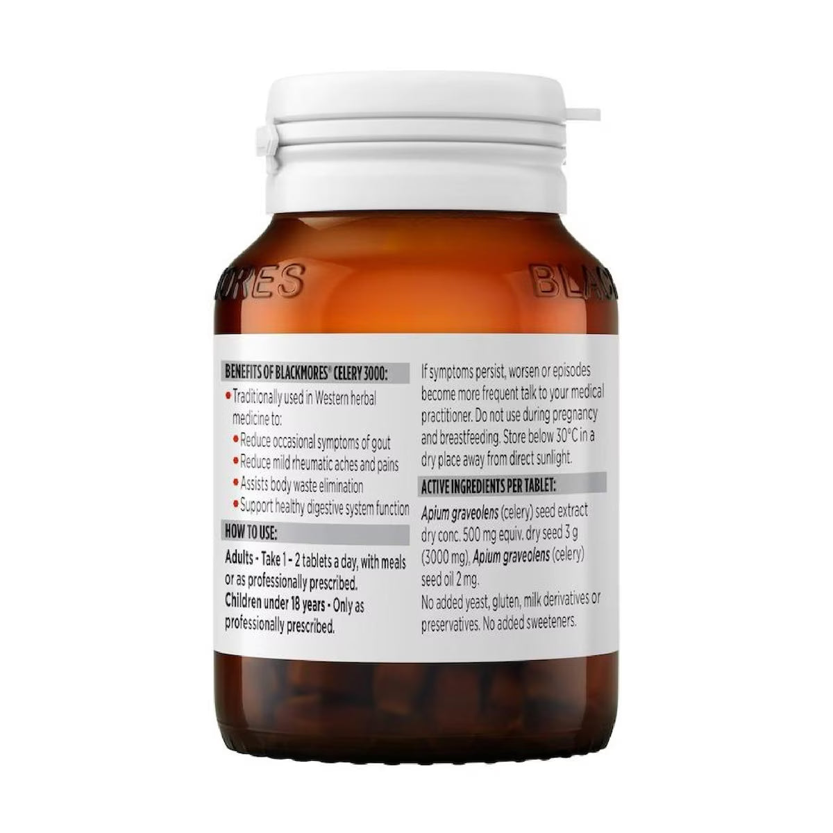 Blackmores Celery 3000 50 Tablets - Natural supplement for joint and digestive health, featuring 3000mg celery extract per tablet.