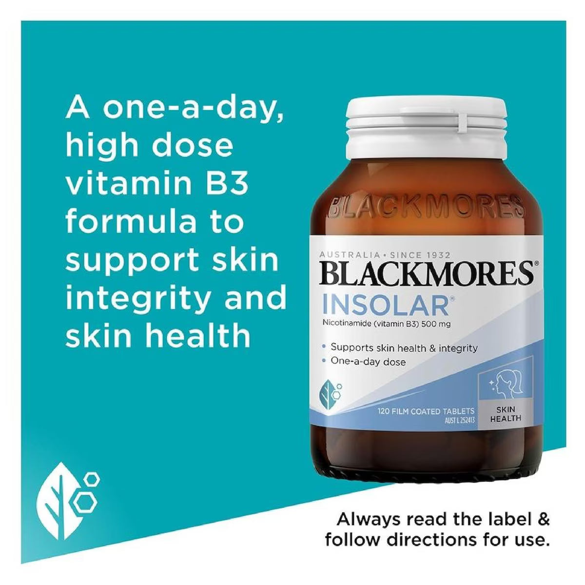 Blackmores Insolar 120 Tablets - Natural sun protection supplement for skin health and UV defense.