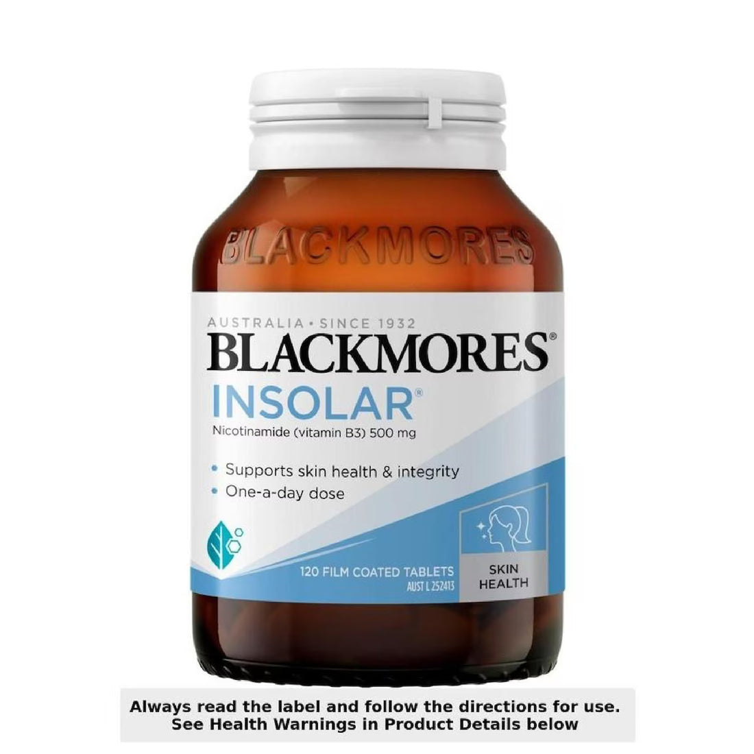 Blackmores Insolar 120 Tablets for sun protection, skin health, and UV defense.