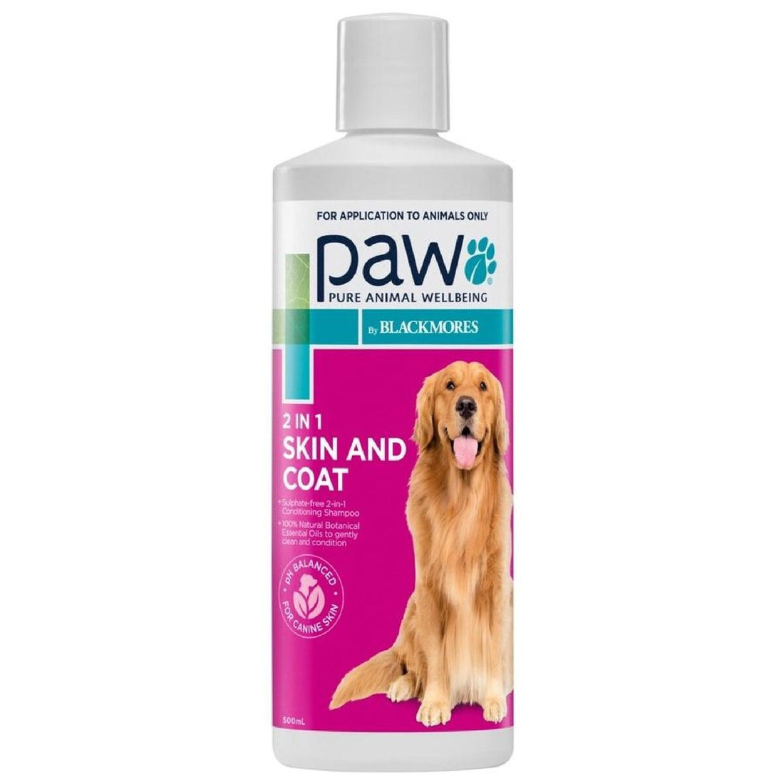 Blackmores PAW 2in1 Conditioning Shampoo 500ml for pets, nourishing and cleansing formula for healthy coat and skin.