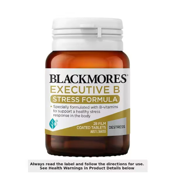 Blackmores Executive B Vitamin B Stress Support Formula 28 Pack designed to support mental performance, reduce stress, and promote overall well-being.