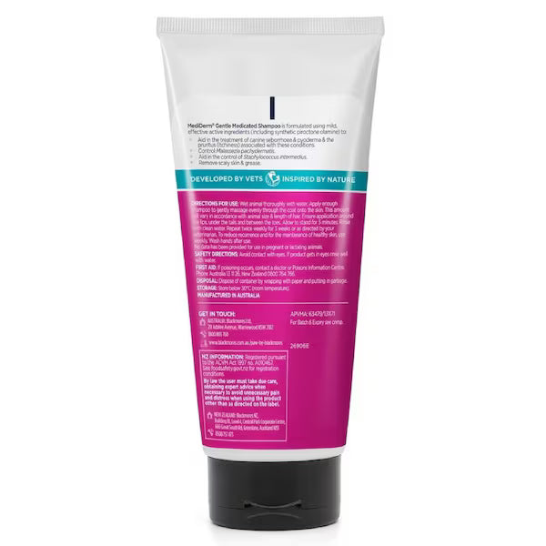 PAW by Blackmores Mediderm Gentle Medicated Shampoo 200ml for soothing and treating itchy, dry, and sensitive skin in pets