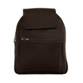 Dark brown genuine leather women's backpack by LeatherLuxe with sleek design, premium finish, and spacious compartments.