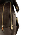 Dark brown genuine leather women's backpack by LeatherLuxe with sleek design, premium finish, and spacious compartments.