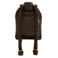 Dark brown genuine leather women's backpack by LeatherLuxe with sleek design, premium finish, and spacious compartments.