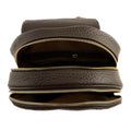 Dark brown genuine leather women's backpack by LeatherLuxe with sleek design, premium finish, and spacious compartments.