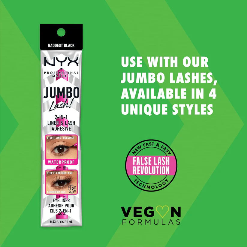 NYX Jumbo Lash 2-In-1 Liner & Lash Adhesive Baddest Black