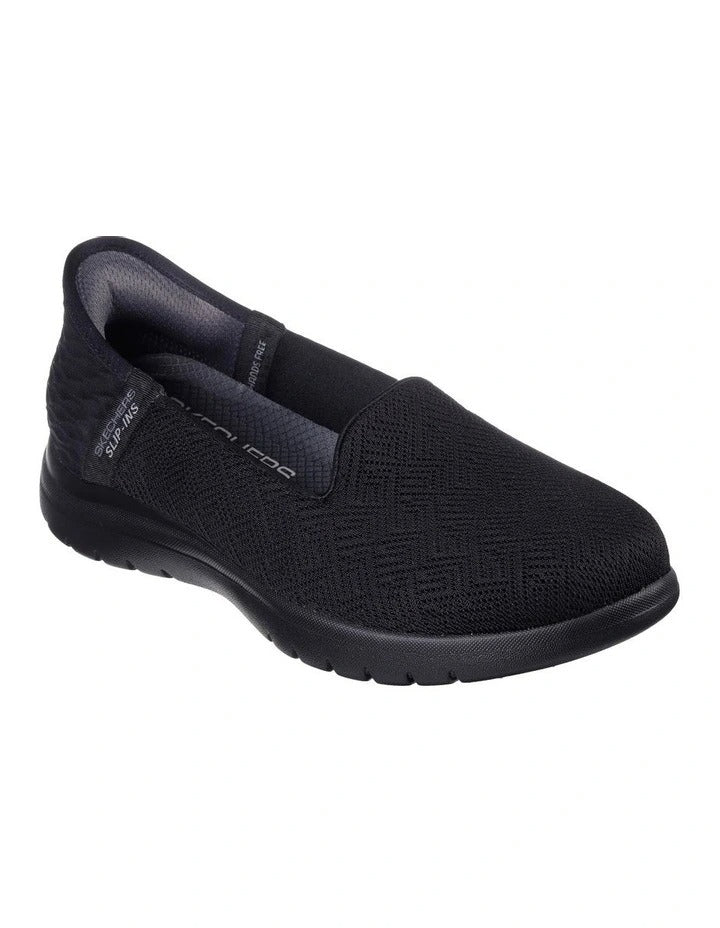 Skechers On-The-Go Flex Astonish Slip-Ins Shoes in Black - lightweight cushioned slip-on walking sneakers