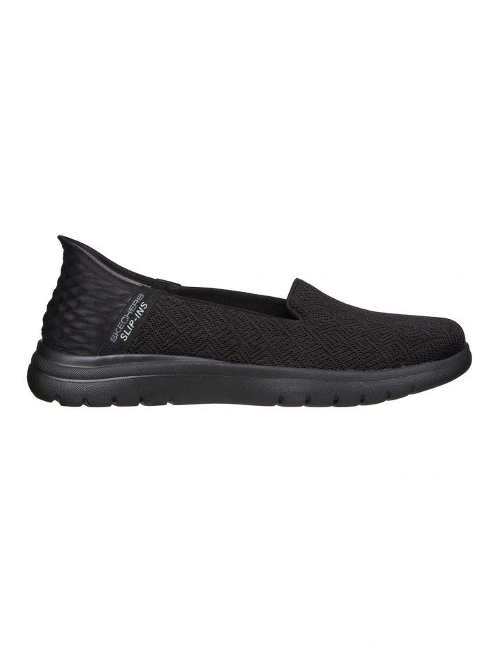 Skechers On-The-Go Flex Astonish Slip-Ins Shoes in Black - lightweight cushioned slip-on walking sneakers
