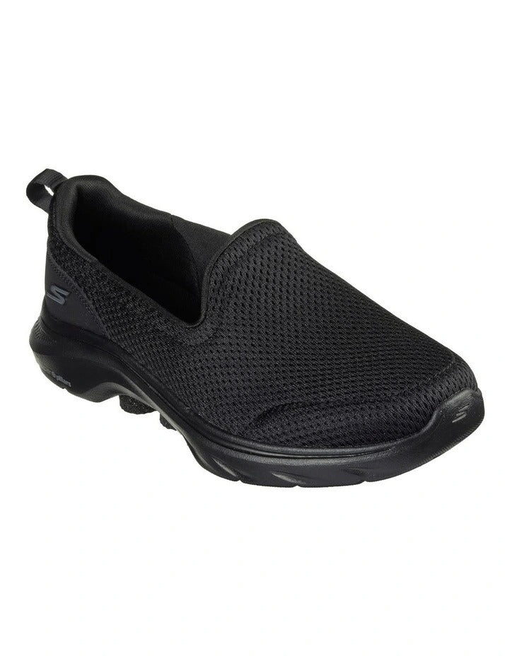 Skechers Go Walk 7 Razi Shoes in Black - lightweight cushioned walking sneakers for men and women